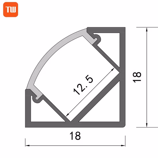 Tira de LED en forma de V Perfil de aluminio Perfil de extrusión de aluminio LED de esquina para iluminación lineal LED