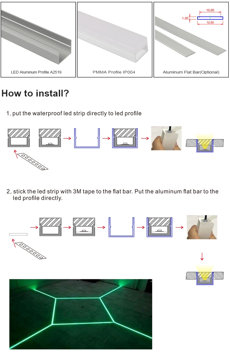 Linear LED Inground Light Low Profile LED Can Lights Bar LED Lighting IP65 IP004