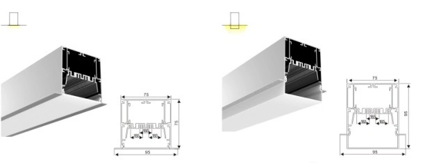 High Quality Alp 9575-R 1144*95*75 mm LED Aluminium Lighting Profile with 3000-6000K 3528 240LED/M High Bright Linear Lights with Decoration