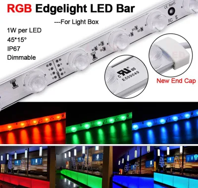 Alto brillo IP67 Ahorro de energía SMD3030 24LEDs / M RGB Color Borde ajustable Barras de luz LED iluminadas para caja de luz