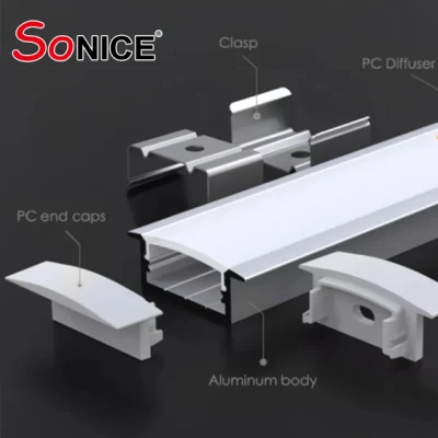 Iluminación de perfil en techo Luz de techo LED Sin marcas Perfil de luz lineal de techo